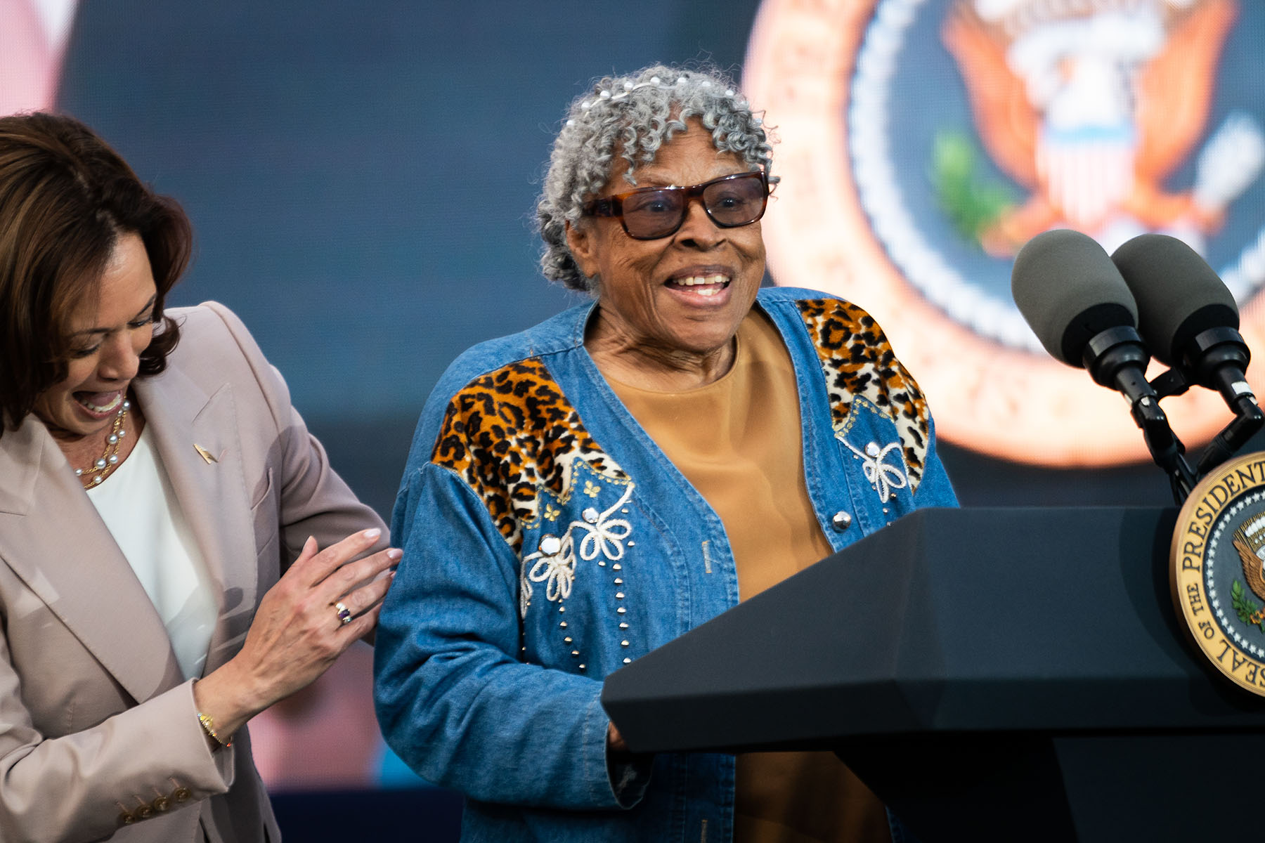 Opal Lee speaks during a Juneteenth concert on the South Lawn at the White House.