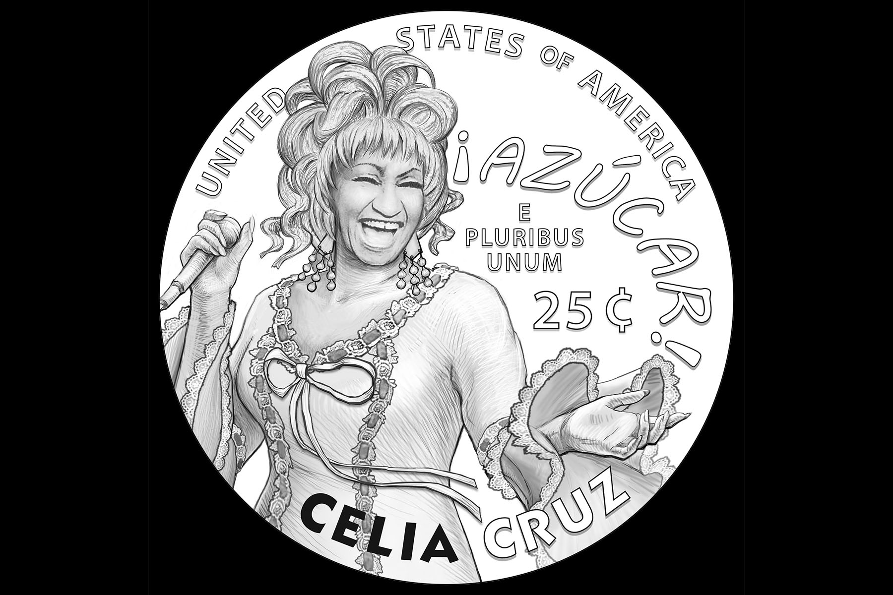 celia cruz quarter mock-up