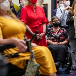 Attendees gather at a reception to celebrate the 32nd anniversary of the passing of the Americans With Disabilities Act.