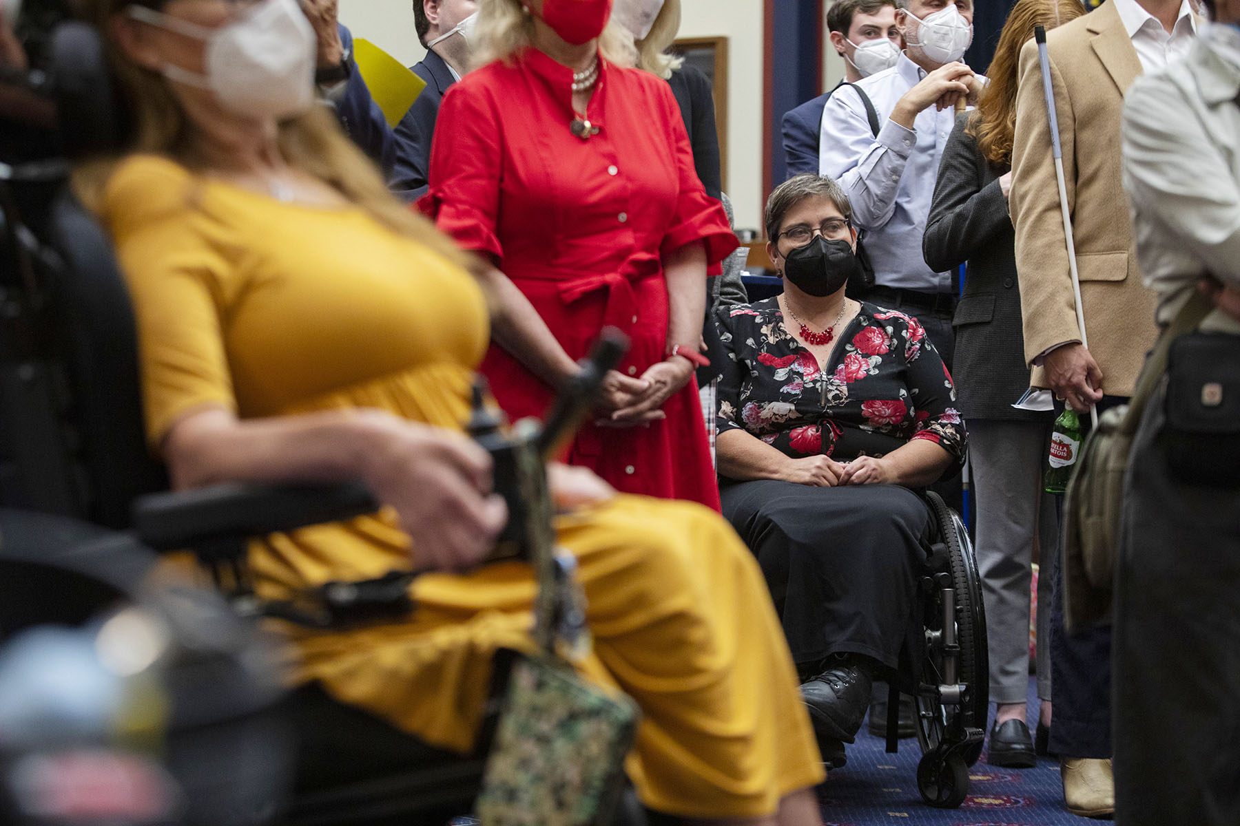 Attendees gather at a reception to celebrate the 32nd anniversary of the passing of the Americans With Disabilities Act.