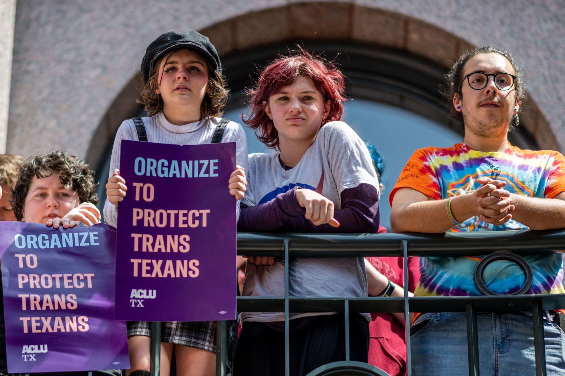 Children watch as demonstrators protest during a 'Fight For Our Lives' rally at the Texas State Capitol.