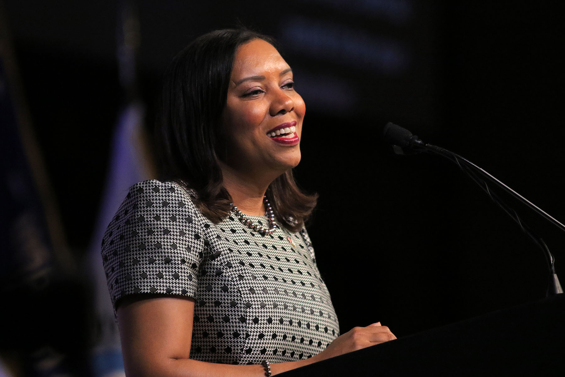 Sabina Matos delivers her inaugural address as Rhode Island Lieutenant Governor in 2023.