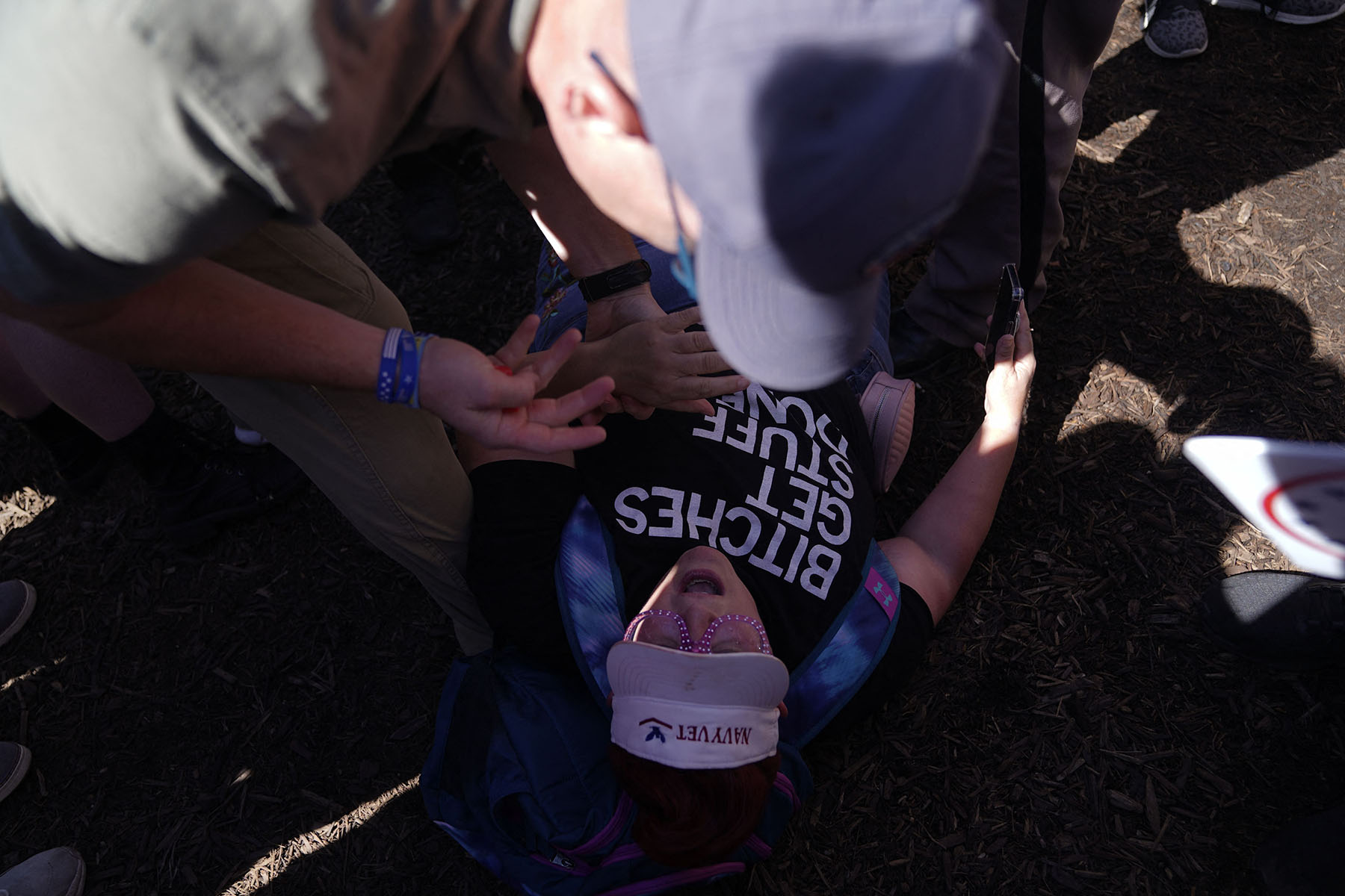 Heather Ryan clashes with security personnel at the Iowa State Fair.