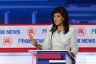 Nikki Haley speaks on stage at the GOP debate