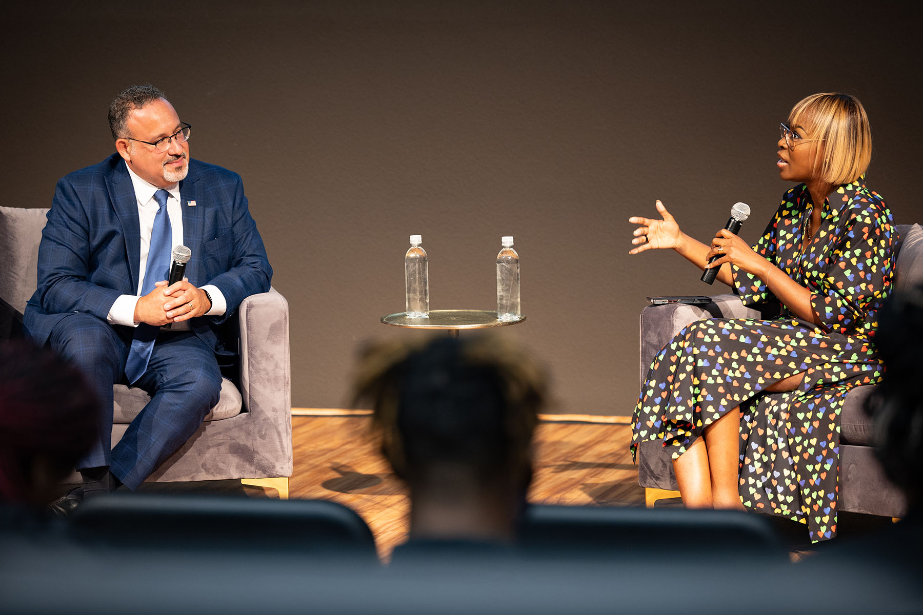 Errin Haines interviews Miguel Cardona at the National Association of Black Journalists’ annual convention.