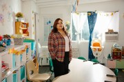 Cristian Corona poses for a portrait at Little Sprouts Language Immersion Preschool, a bilingual preschool in Los Angeles.