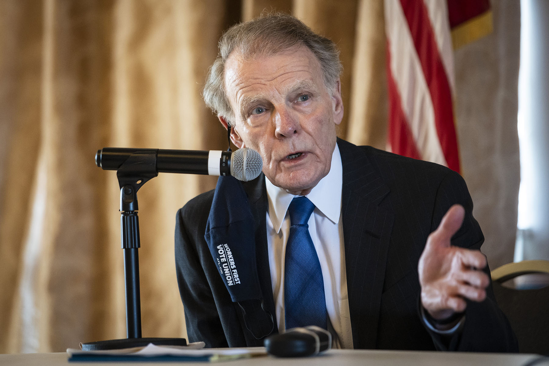 Michael Madigan speaks during a committee hearing in Chicago.