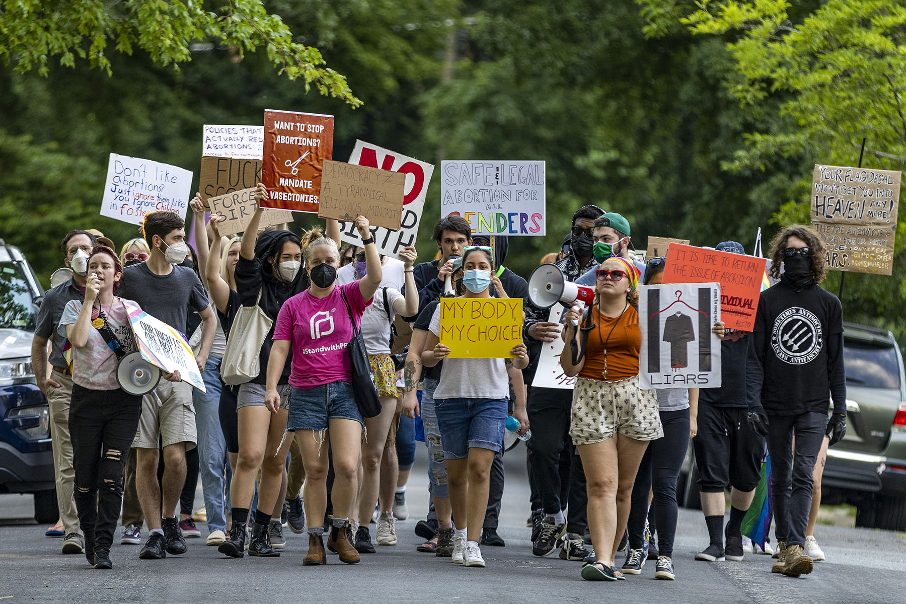 Abortion rights protesters demonstrate outside Supreme Court Justice Samuel Alito's home in Alexandria, Virginia.