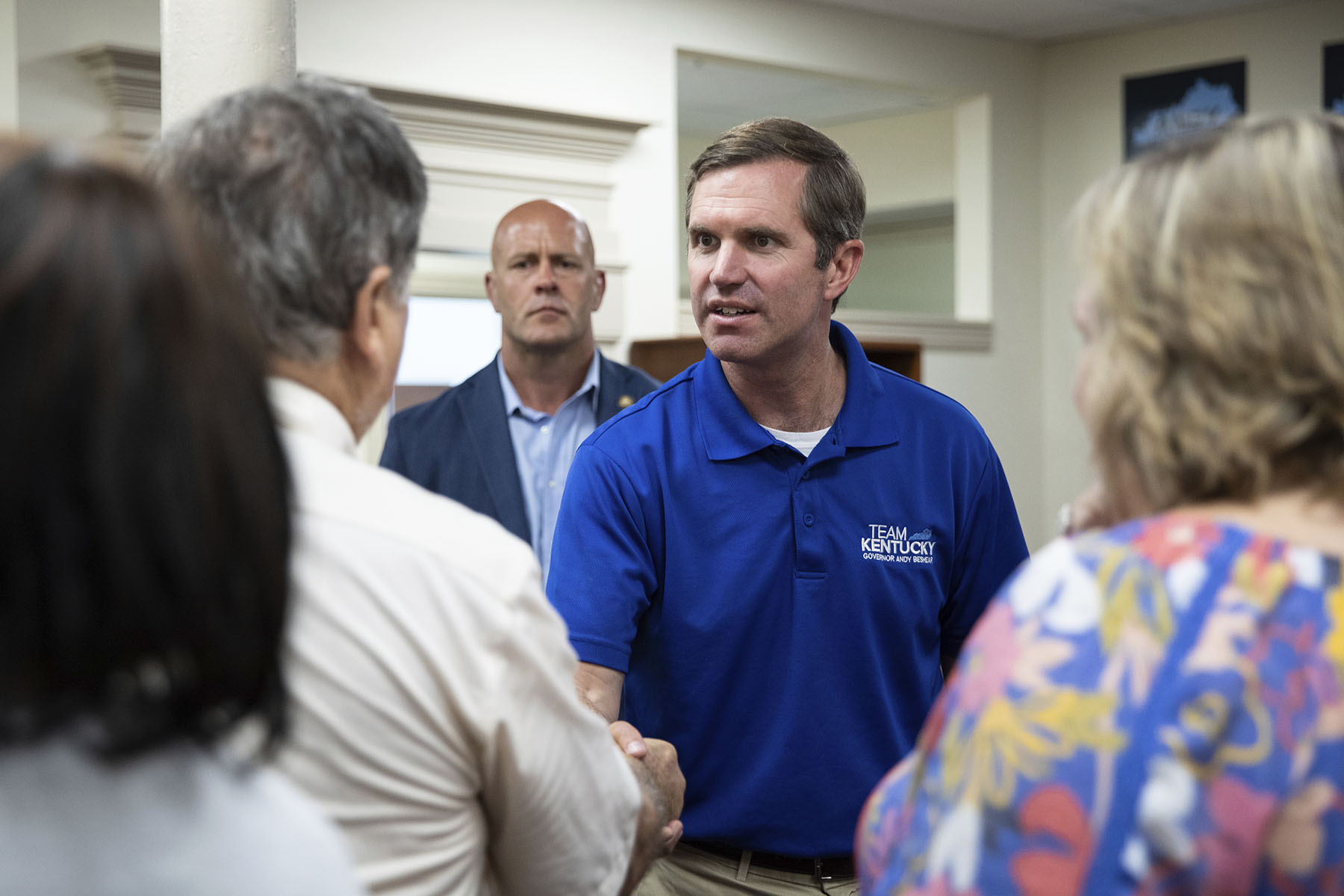 Kentucky Andy Beshear speaks to a crowd on his last campaign stop.