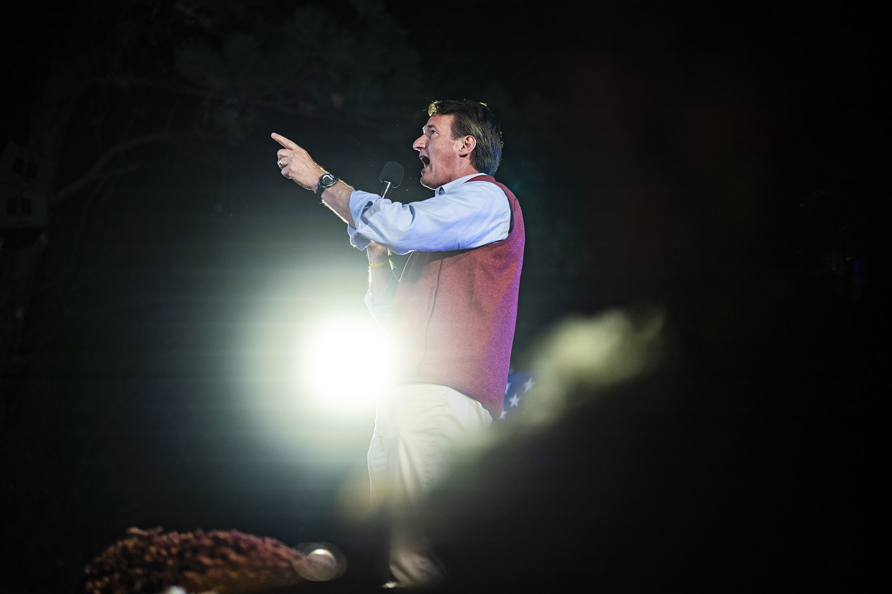 Virginia Gov. Glenn Youngkin speaks during a rally at Ballyhoos restaurant in Virginia Beach, Virginia.