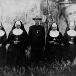 Father Craft and four members of the Congregation of American Sisters at Pinar del Rio, Cuba, about 1899. Left to right: Annie Pleets (Sister Mary Bridget), Ellen Clark (Sister Mary Gertrude), Father Francis M. Craft, Josephine Two Bears (Sister Mary Joseph), and Susie Bordeaux (Mother Mary Anthony).