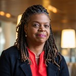 Cheri Beasley sits for a portrait at Harvard Kennedy School.