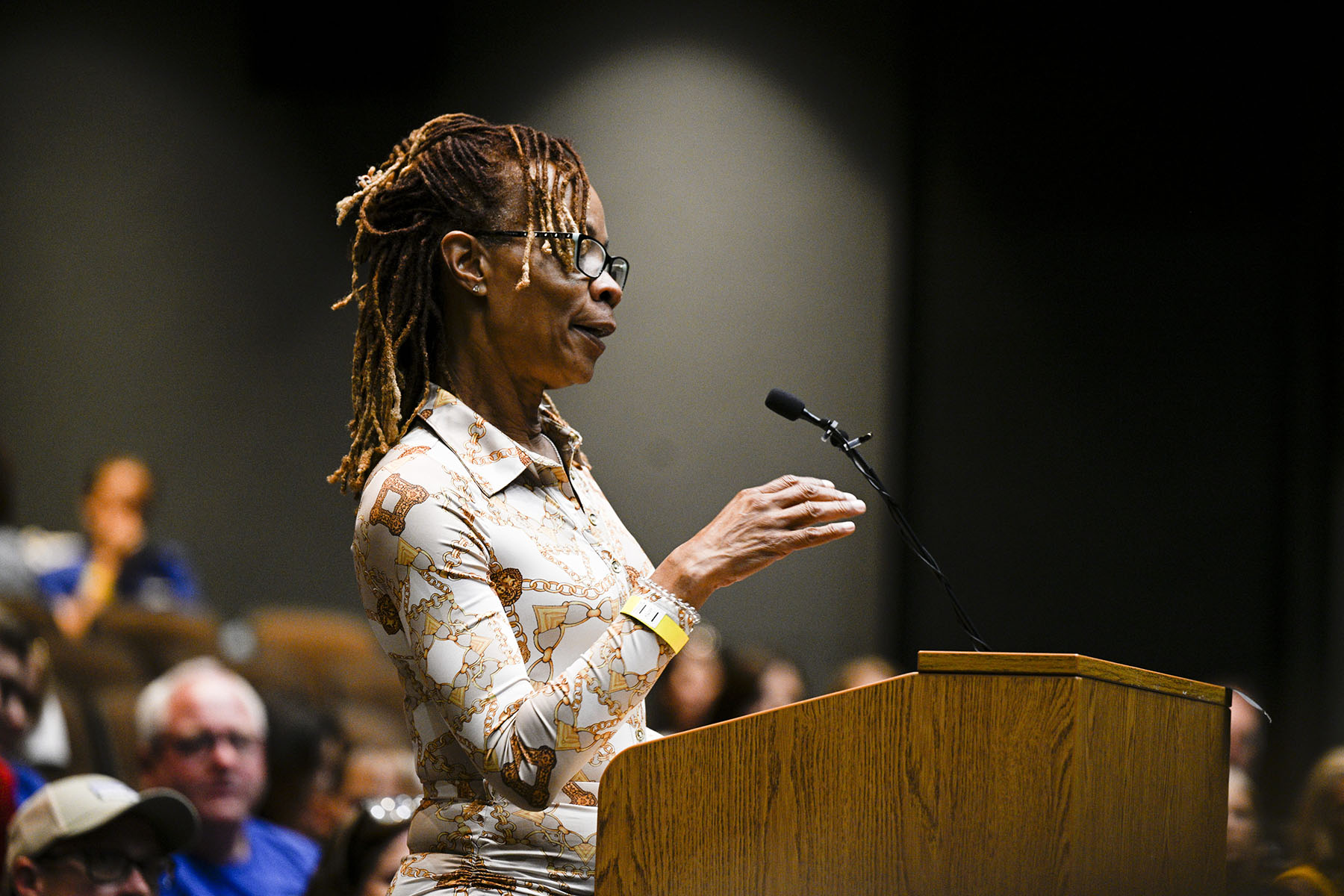 Monica Lacombe speaks to the Temecula Valley Unified School District School Board in June 2023.