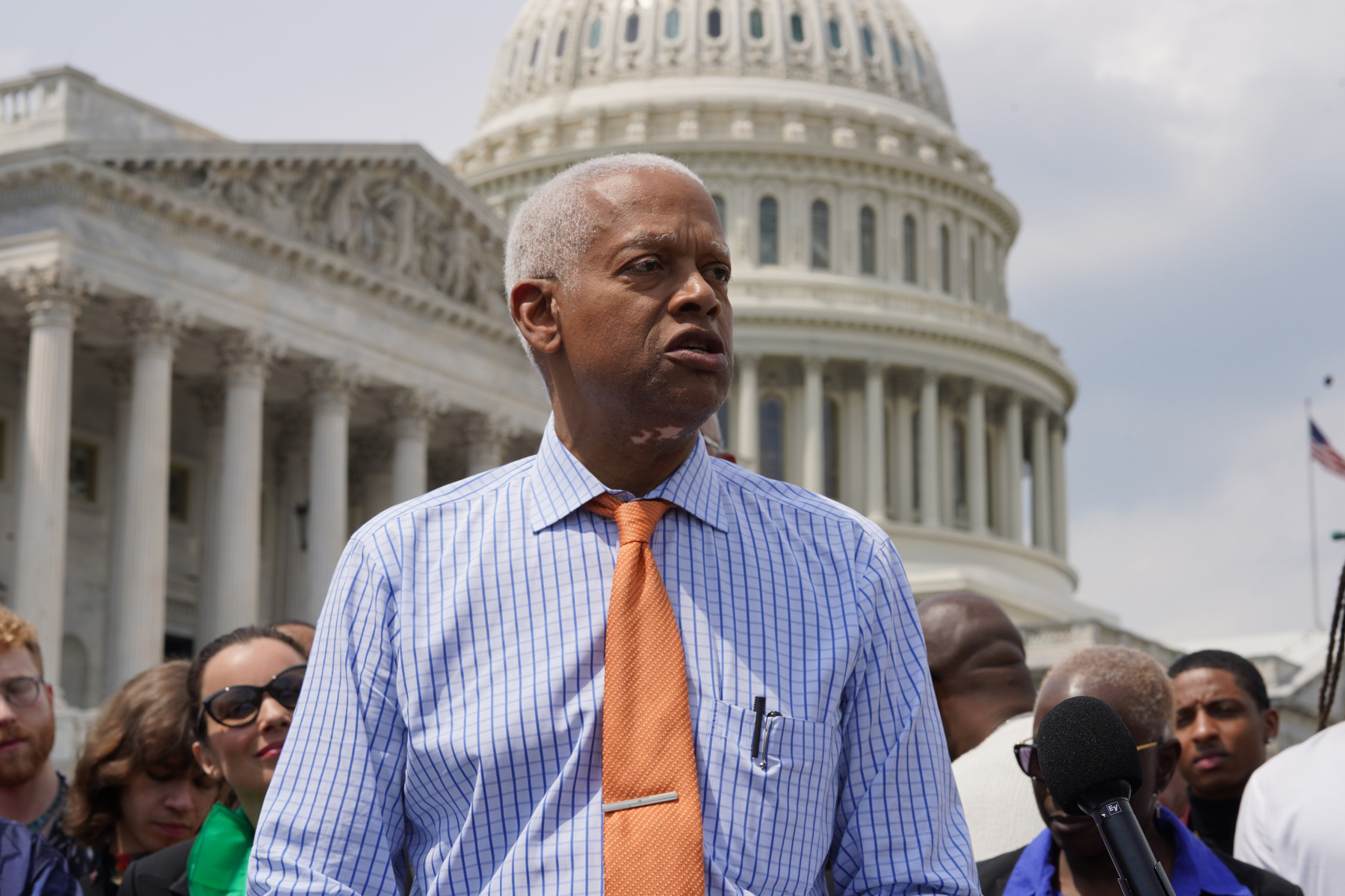 U.S. Rep. Hank Johnson speaks outside the Capitol Building in Washington D.C.