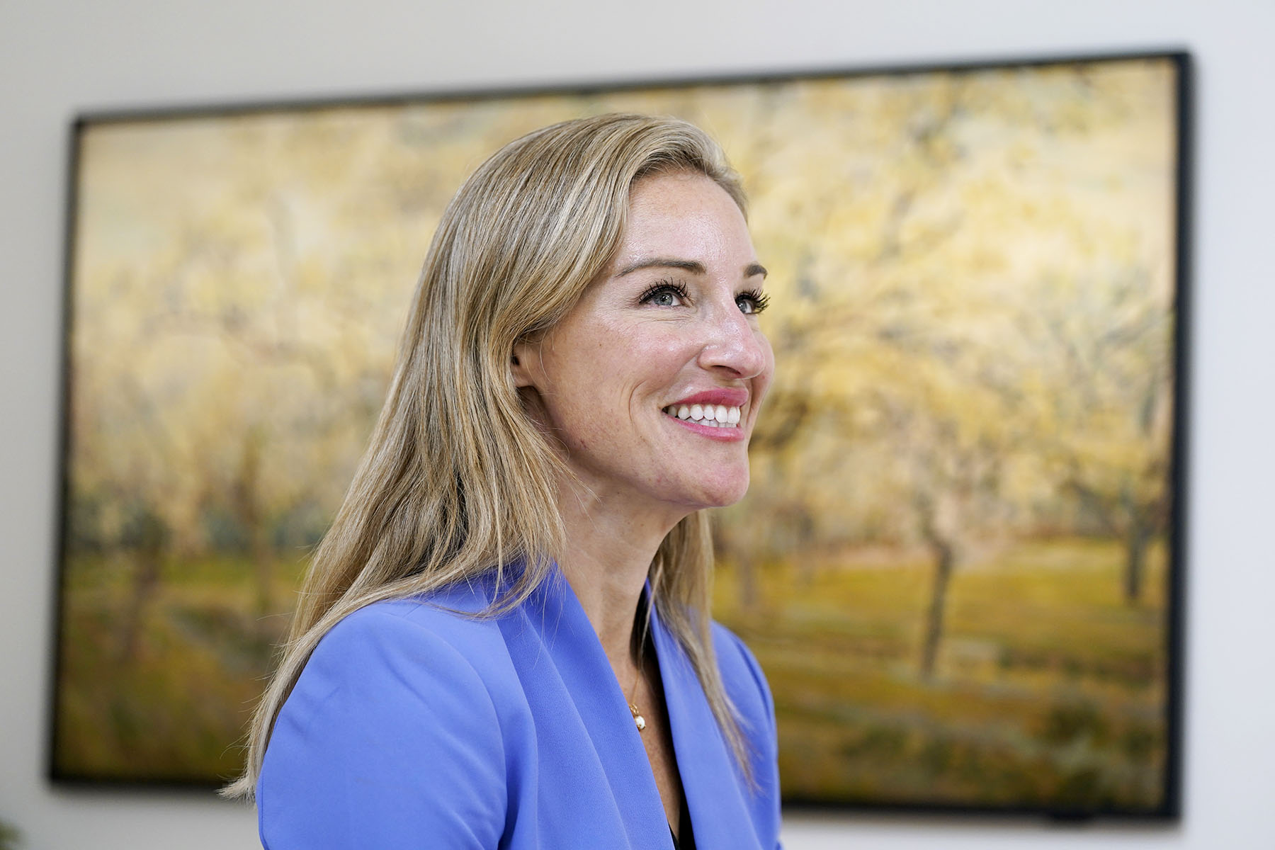 Former Democratic candidate for the Virginia House of Delegates, Susanna Gibson, smiles during an interview at her home.