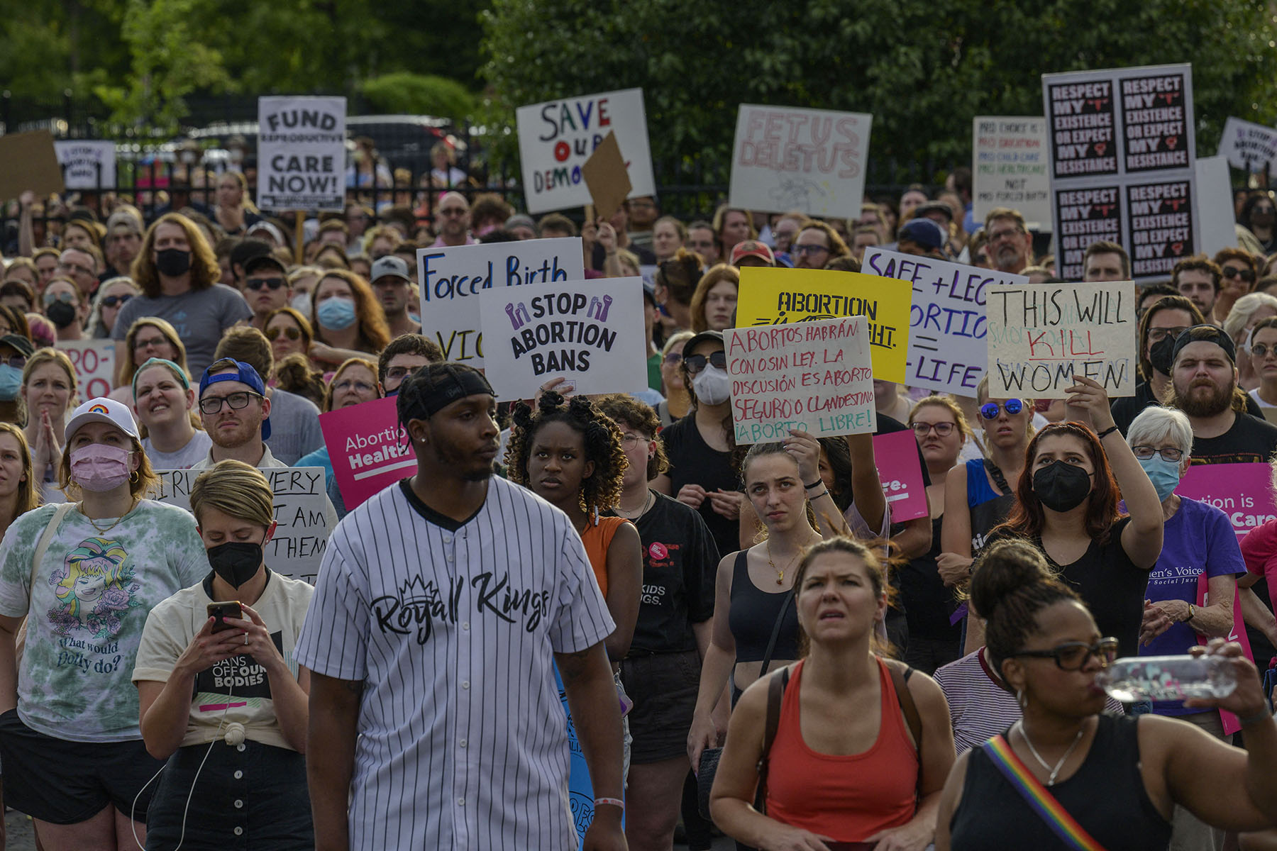 Abortion rights supporters protest outside the Planned Parenthood Reproductive Health Services Center.