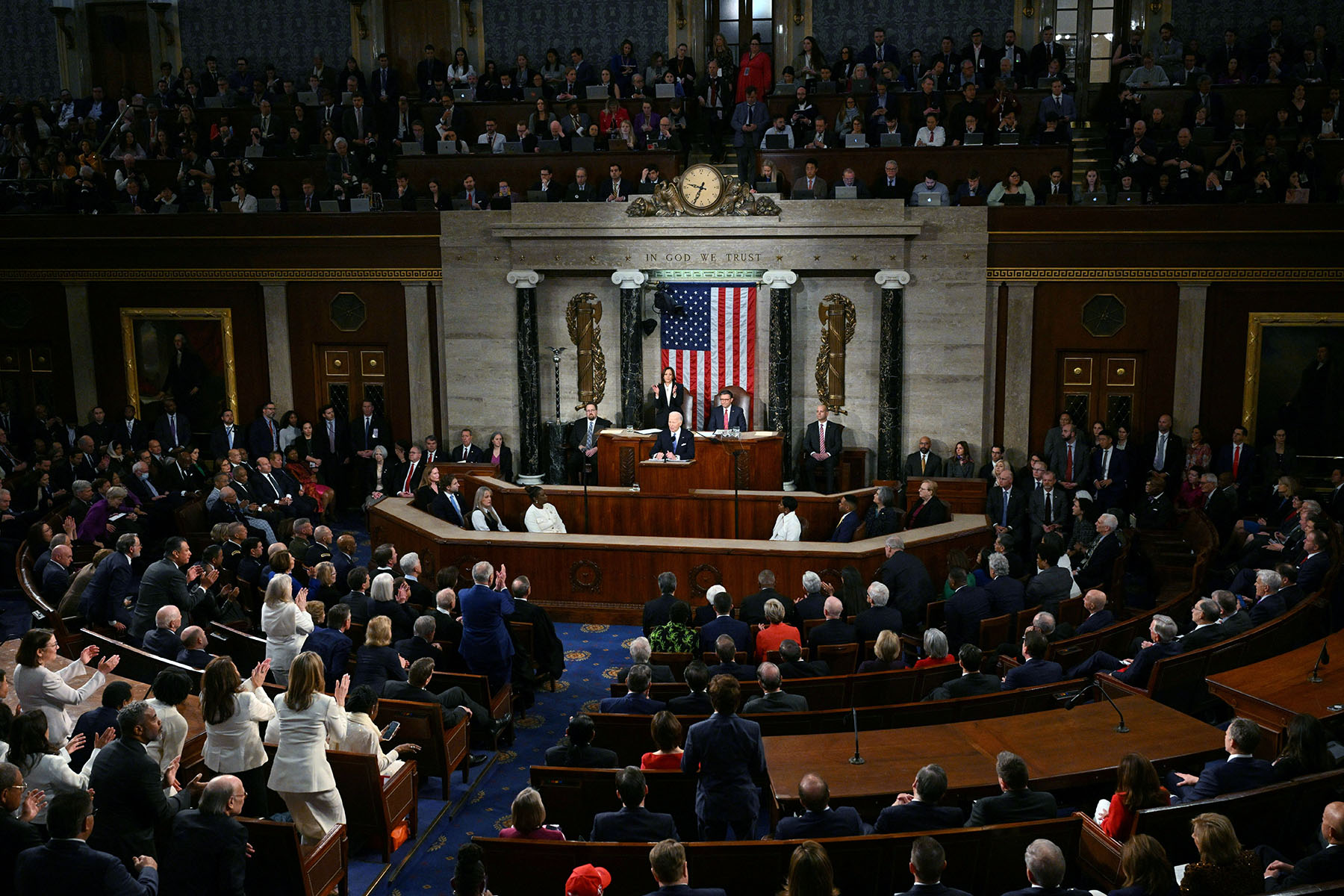 President Biden delivers the State of the Union address in the House Chamber of the Capitol.