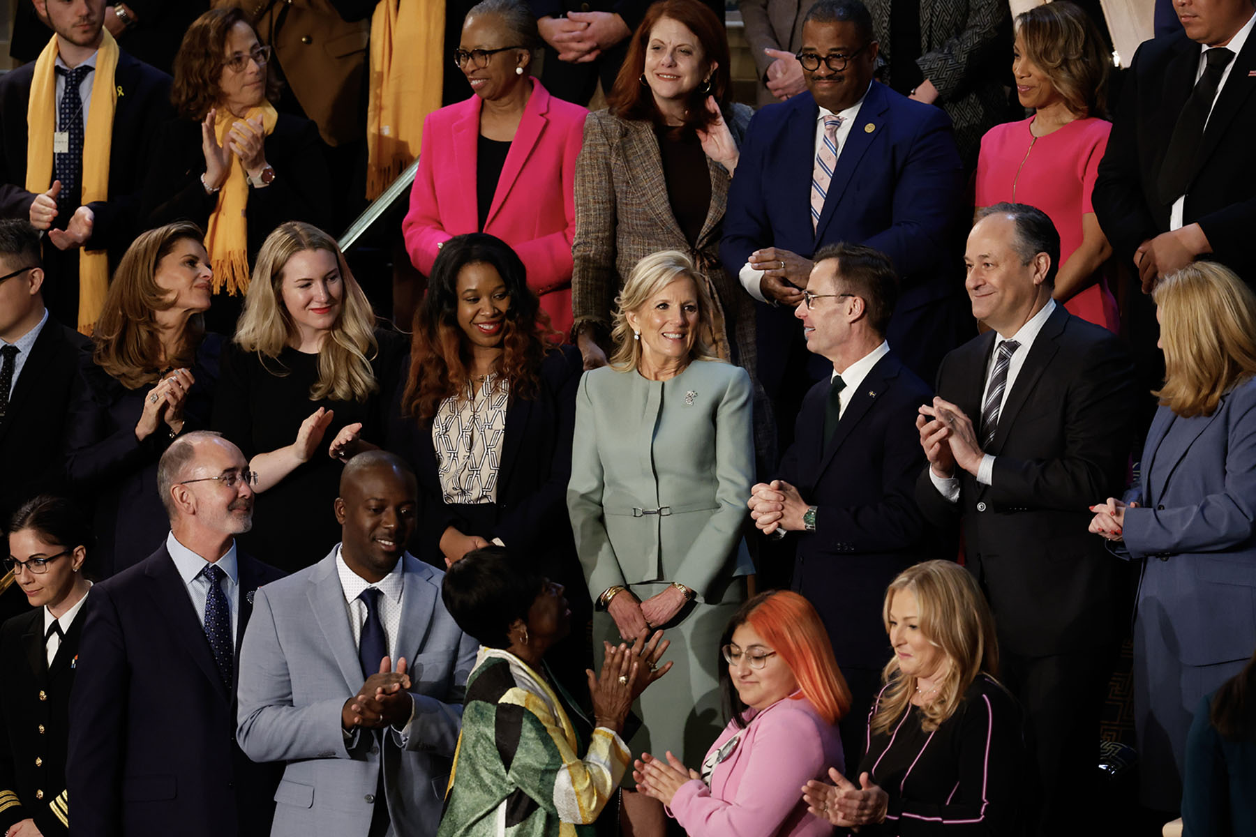 Kate Cox of Texas and Latorya Beasley of Alabama are seen in Jill Biden's box as President Biden delivers the State of the Union address.