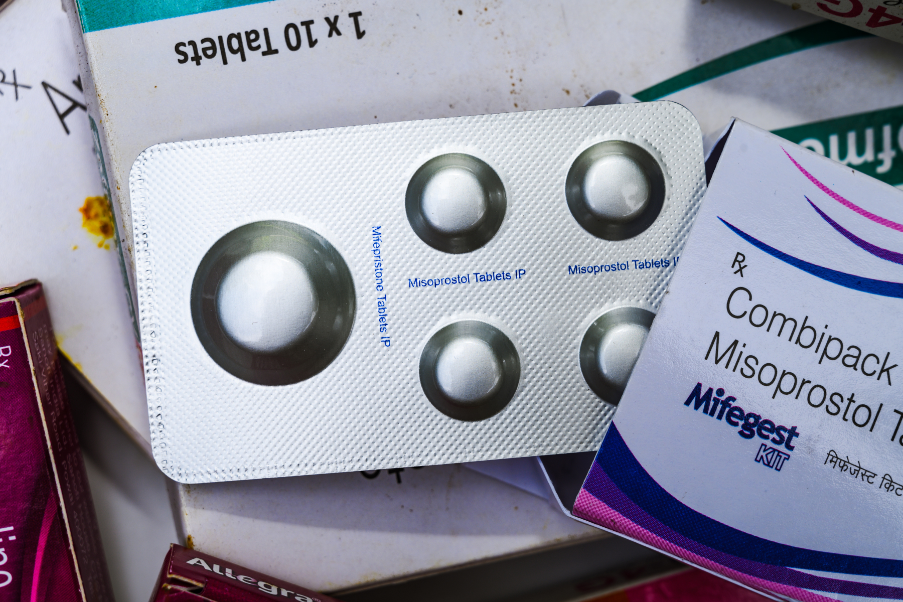 A Box of Mifepristone Pills photo was taken at a pharmacy in Tehatta, West Bengal; India on 18/08/2023.