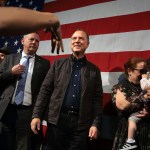 Adam Schiff greets supporters at IATSE Local 80 in Burbank, California