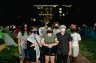 Gallaudet University students stand for a portrait at the George Washington University encampment.