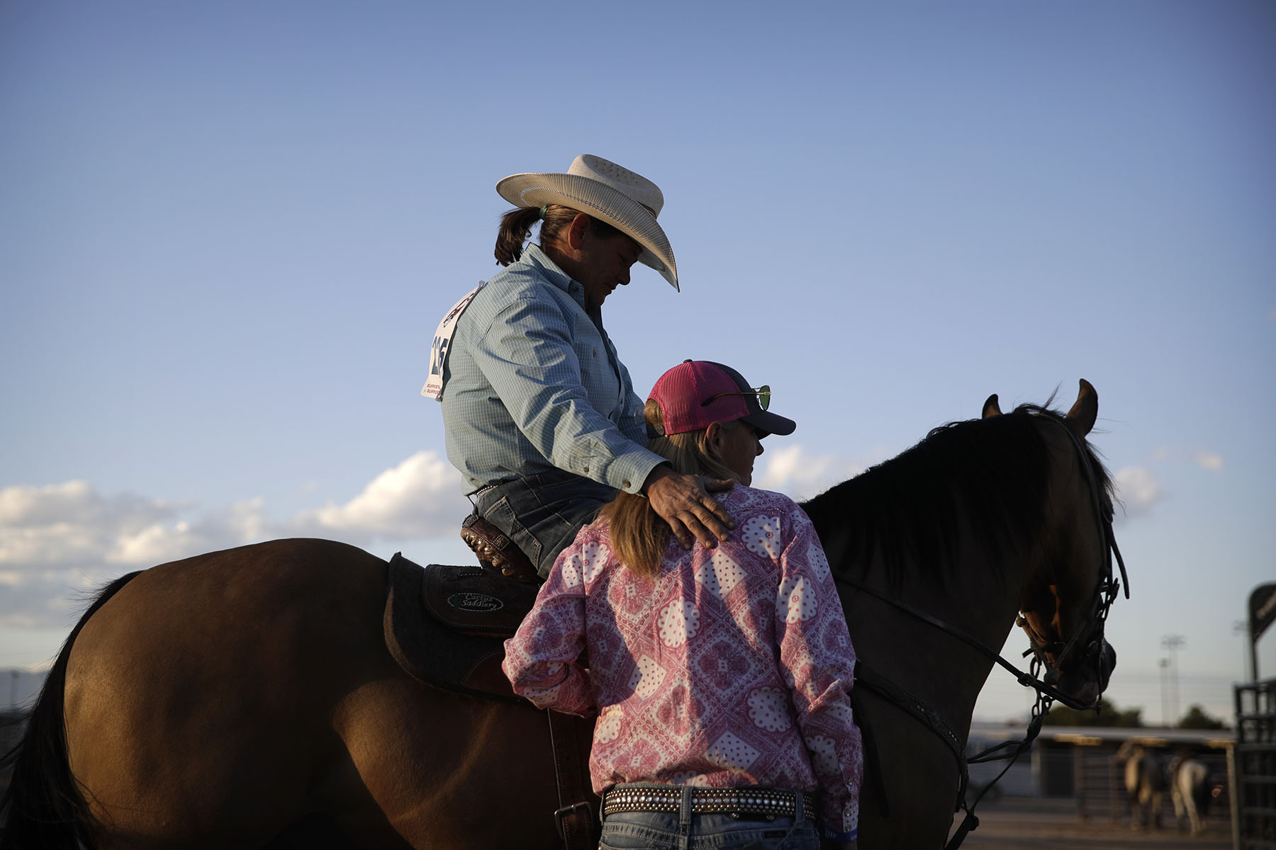 A woman rides a horse at the Bighorn Rodeo in Las Vegas.