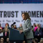 Vice President Harris delivers remarks in Big Bend, Wisconsin, in January 2024.