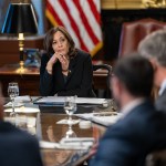 Vice President Kamala Harris holds a roundtable meeting.