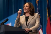 Vice President Kamala Harris speaks during a campaign event in Fayetteville, North Carolina,