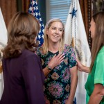 Amanda Zurawski is seen with Vice President Kamala Harris at her ceremonial office.