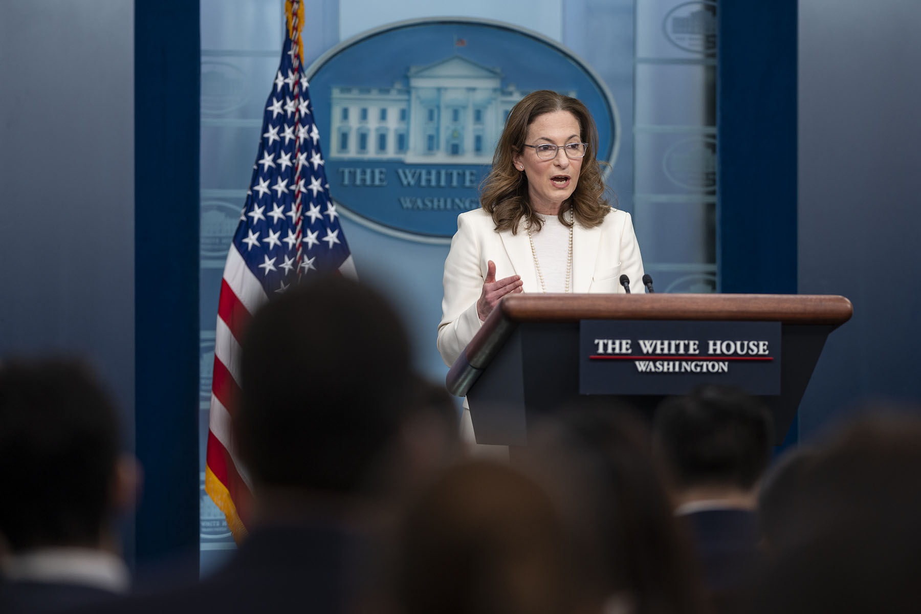 Director of White House Gender Policy Council Jennifer Klein speaks during a press briefing.