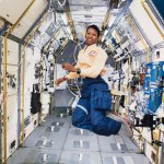 Mae Jemison works in zero gravity during NASA's STS-47 mission in September 1992.
