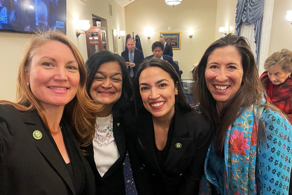 Gathered together following the swearing in ceremony early this morning in Washington, D.C., from left, U.S. Representatives Melanie Stansbury, Pramila Jayapal, Alexandria Ocasio-Cortez and Teresa Leger Fernandez.
