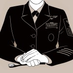 An illustration of a woman in a military uniform holding a toothbrush between her hands.